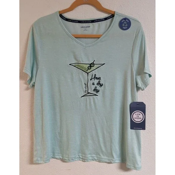 NWT~Women's Life Is Good "Martini" Theme Super Soft & Cozy Sleep Shirt L - Picture 1 of 9